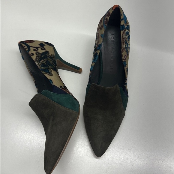 Lori Goldstein Heels Shoes Velvet Floral Pumps Pointed Toe Suede Tapestry 8.5 - Picture 7 of 9